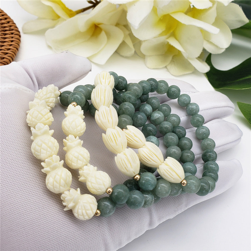 Hawaiian Bracelets In Different Colors With Golden And Ivory Color Beads