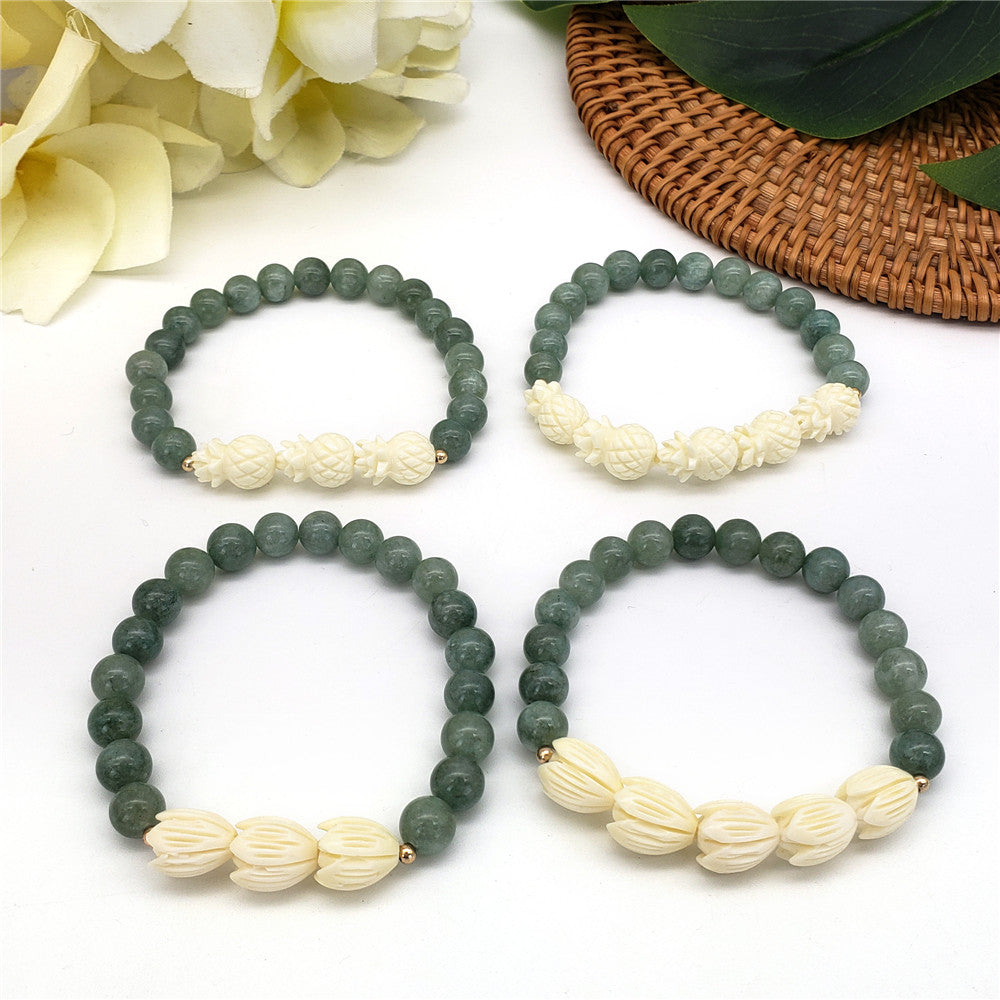 Hawaiian Bracelets In Different Colors With Golden And Ivory Color Beads