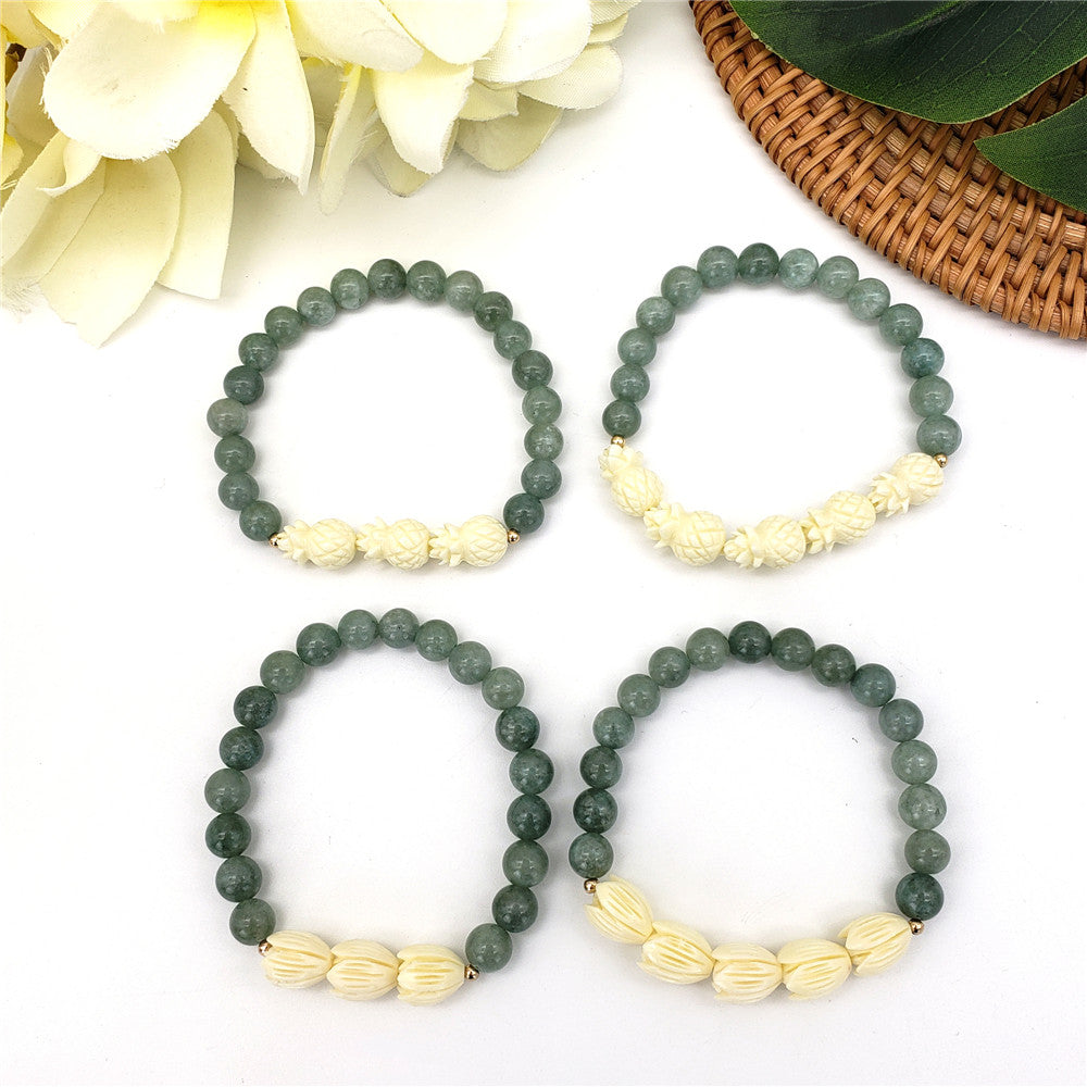 Hawaiian Bracelets In Different Colors With Golden And Ivory Color Beads