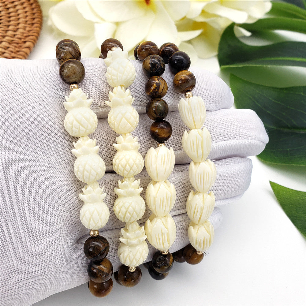 Hawaiian Bracelets In Different Colors With Golden And Ivory Color Beads