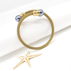 Cable Cuff Pearl Bracelet In 2 Different Colors