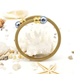 Cable Cuff Pearl Bracelet In 2 Different Colors