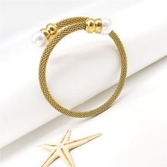 Cable Cuff Pearl Bracelet In 2 Different Colors