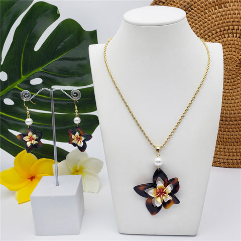 Set Of Tortoise Shell Earrings And Necklace In Different Styles