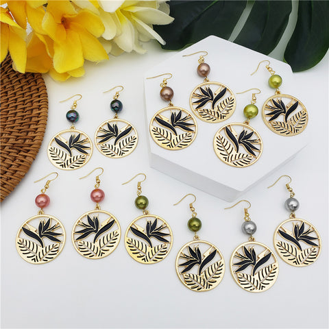 Set Of Lotus Flower & Leaves Wheel Earrings And Necklace Sustained With A Pearl In Different Colors