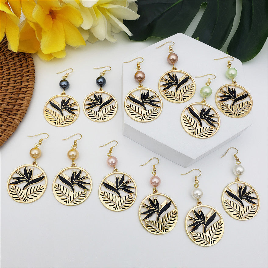 Set Of Lotus Flower & Leaves Wheel Earrings And Necklace Sustained With A Pearl In Different Colors