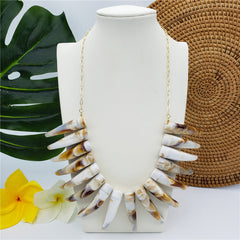 Hawaiian Ula Nifo Necklace In 2 Different Styles With Caramel-White Teeth