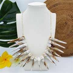 Hawaiian Ula Nifo Necklace In 2 Different Styles With Caramel-White Teeth