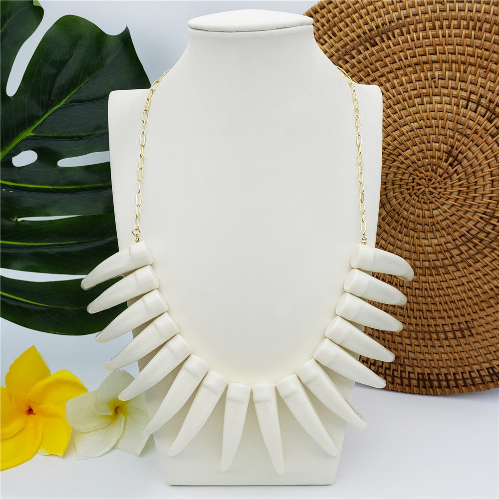 Hawaiian Ula Nifo Necklace With White Teeth In 2 Different Styles