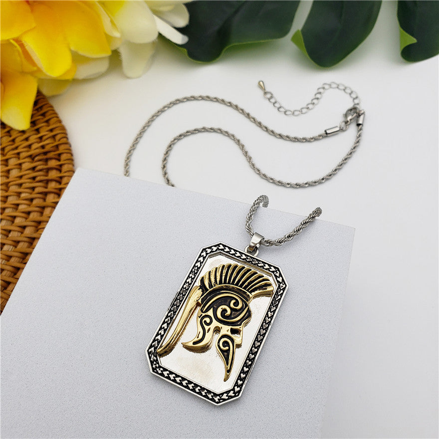 Spartan Helmet Pendant Necklace In Silver/Gold