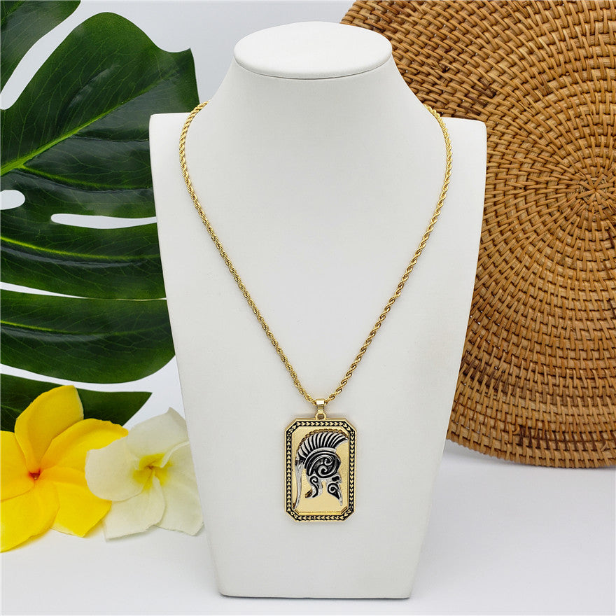 Spartan Helmet Pendant Necklace In Silver/Gold