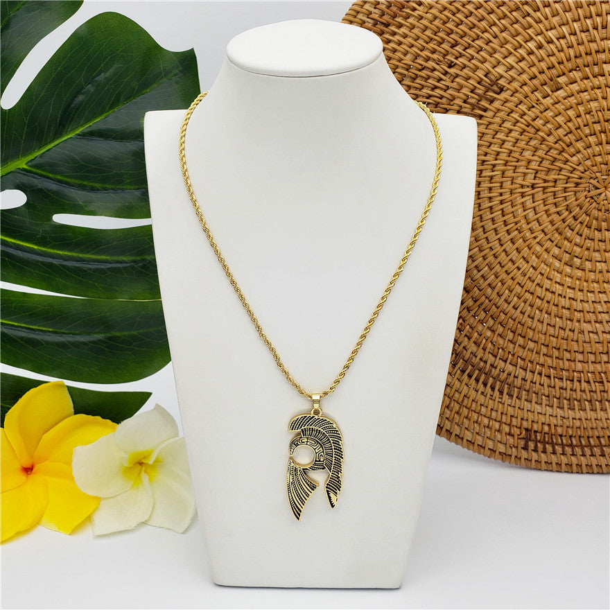 Carved Ikaika Hawaiian Helmet Necklace