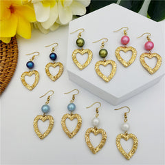 Set Of Carved Heart Earrings And Carved Heart Infinity Necklace Sustained With A Pearl In Different Colors