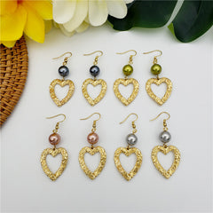 Set Of Carved Heart Earrings And Carved Heart Infinity Necklace Sustained With A Pearl In Different Colors