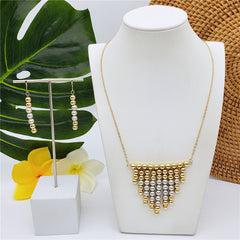 Set Of Hawaiian Earrings And Necklace With Golden Beads Centered With Beads In Different Colors