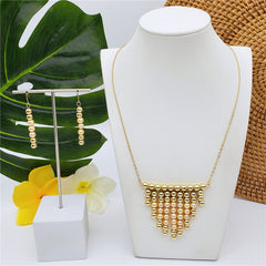 Set Of Hawaiian Earrings And Necklace With Golden Beads Centered With Beads In Different Colors