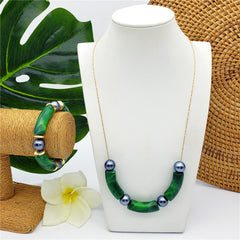 Set Of Jade Bar Pearl Bracelet And Necklace In Different Colors