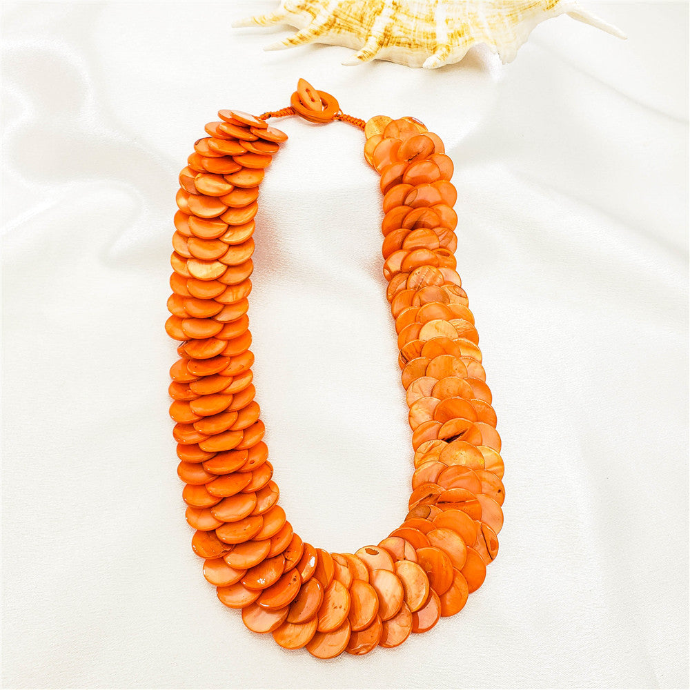 Fish Scale Shell Beads Necklace In Different Colors