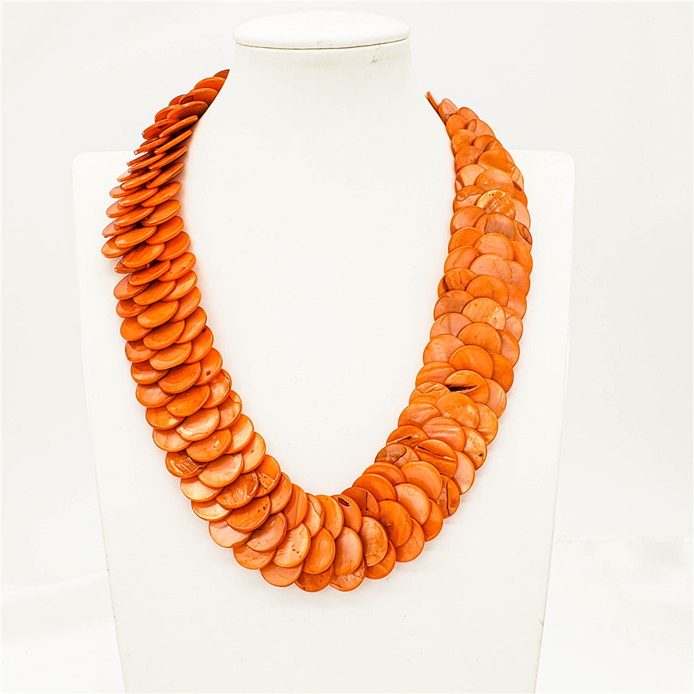 Fish Scale Shell Beads Necklace In Different Colors