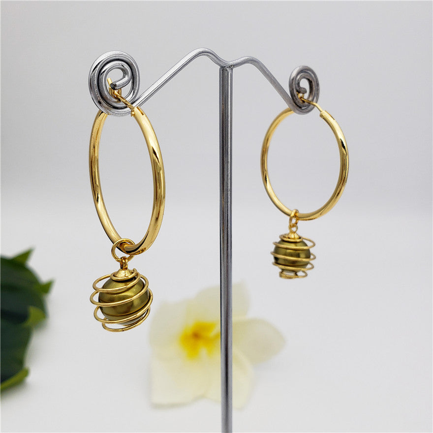 Hoop Circle Earrings Sustained With A Lightbulb Pearl In Different Colors