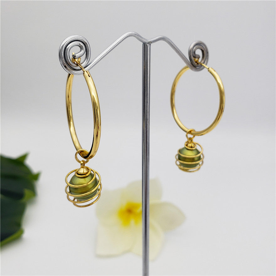 Hoop Circle Earrings Sustained With A Lightbulb Pearl In Different Colors