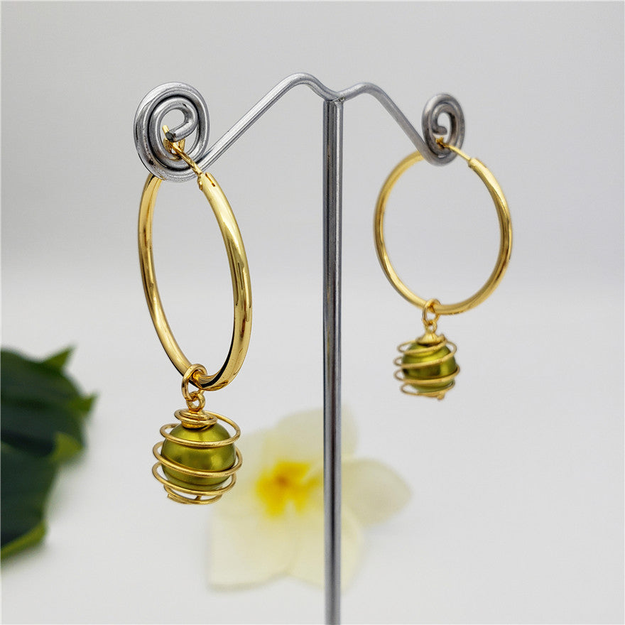 Hoop Circle Earrings Sustained With A Lightbulb Pearl In Different Colors