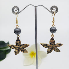 Carved Plumeria Flower Earrings Sustained With A Pearl In Different Styles And Colors