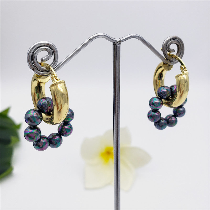 Circle Pearls Hoop Earring In Different Colors