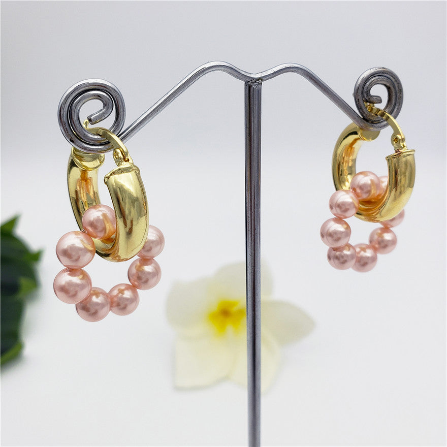 Circle Pearls Hoop Earring In Different Colors