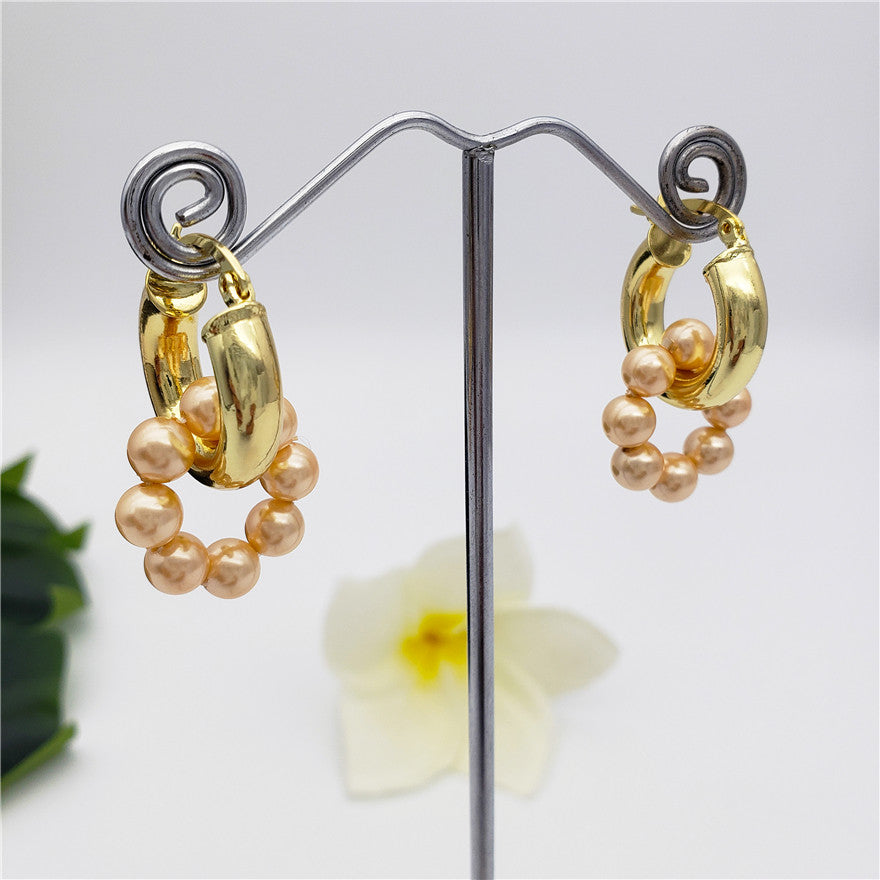 Circle Pearls Hoop Earring In Different Colors