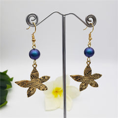 Carved Plumeria Flower Earrings Sustained With A Pearl In Different Styles And Colors