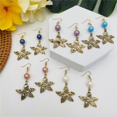 Carved Plumeria Flower Earrings Sustained With A Pearl In Different Styles And Colors