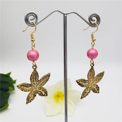 Carved Plumeria Flower Earrings Sustained With A Pearl In Different Styles And Colors