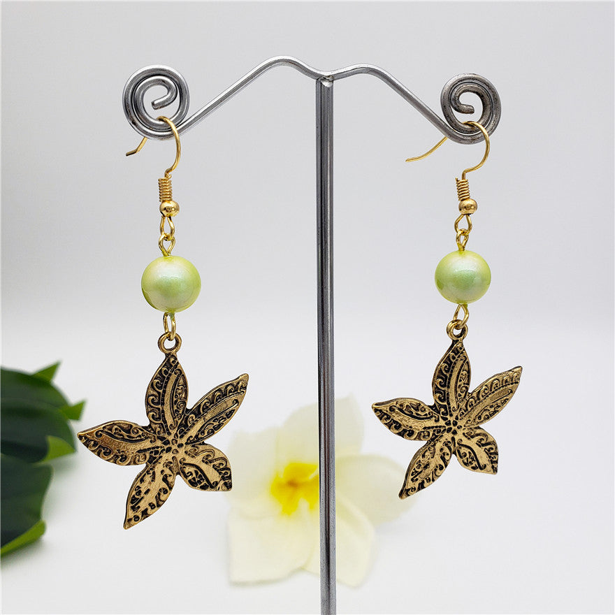 Carved Plumeria Flower Earrings Sustained With A Pearl In Different Styles And Colors