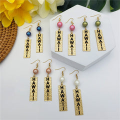 Carved Rectangle Bar Earrings With A Pearl In Different Styles And Colors