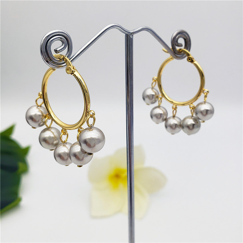 Gypsy Hoop Earrings Sustained With Pearls