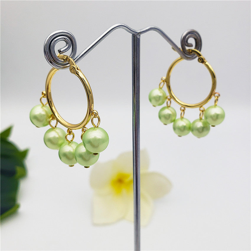 Gypsy Hoop Earrings Sustained With Pearls