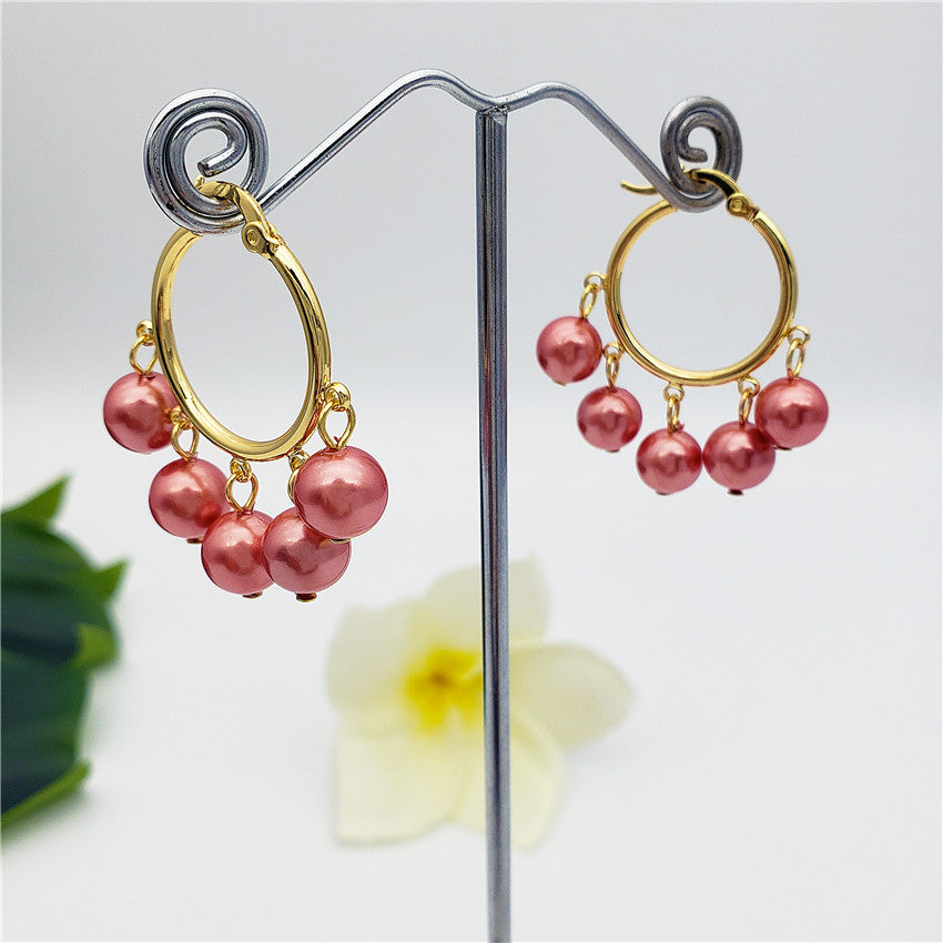 Gypsy Hoop Earrings Sustained With Pearls