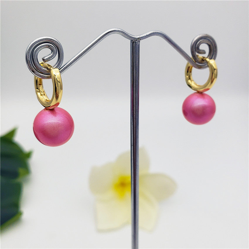 Pearl Hoop Circle Earrings In Different Colors