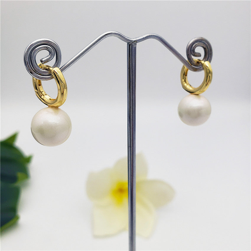 Pearl Hoop Circle Earrings In Different Colors