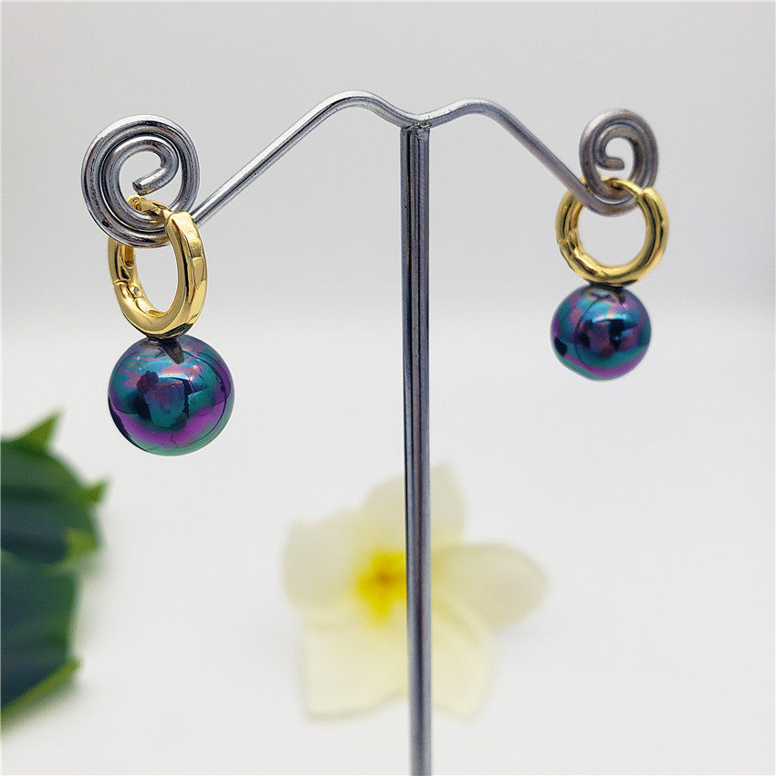 Pearl Hoop Circle Earrings In Different Colors