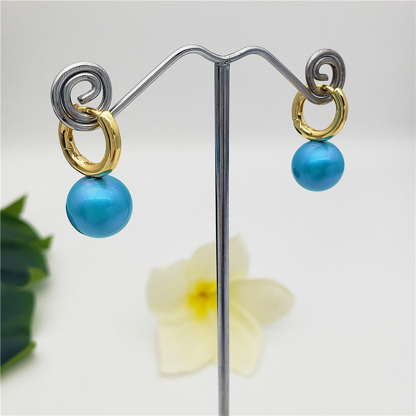 Pearl Hoop Circle Earrings In Different Colors