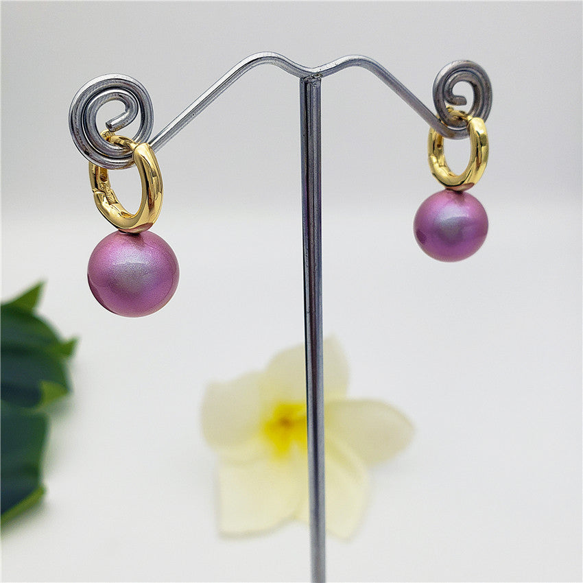 Pearl Hoop Circle Earrings In Different Colors