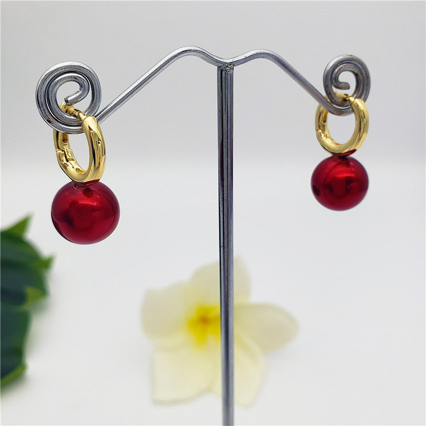 Pearl Hoop Circle Earrings In Different Colors