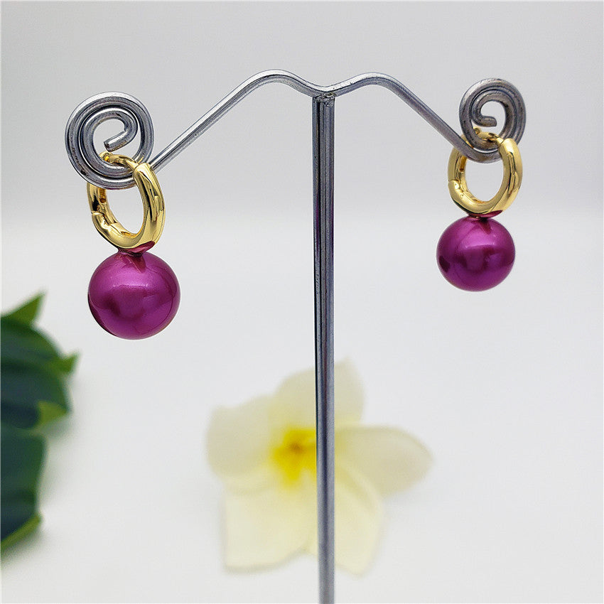 Pearl Hoop Circle Earrings In Different Colors