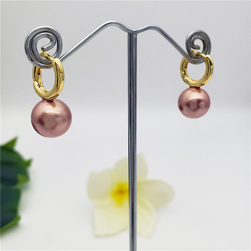 Pearl Hoop Circle Earrings In Different Colors