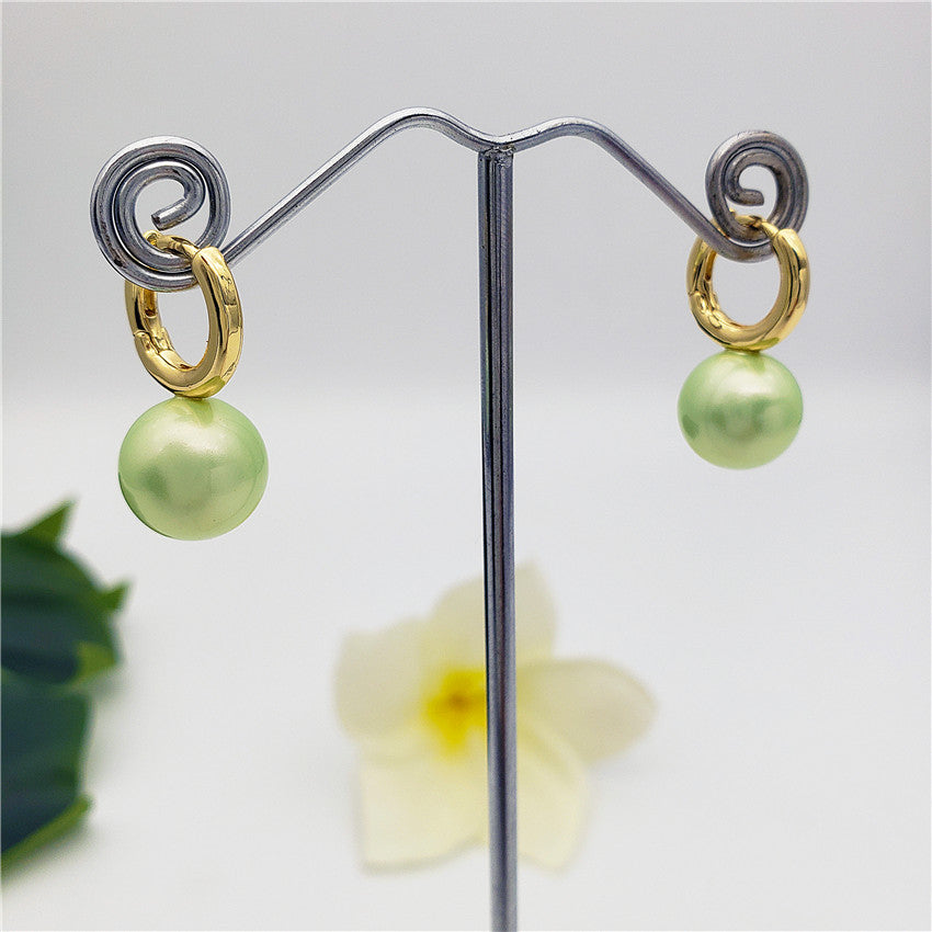 Pearl Hoop Circle Earrings In Different Colors