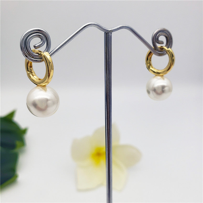 Pearl Hoop Circle Earrings In Different Colors