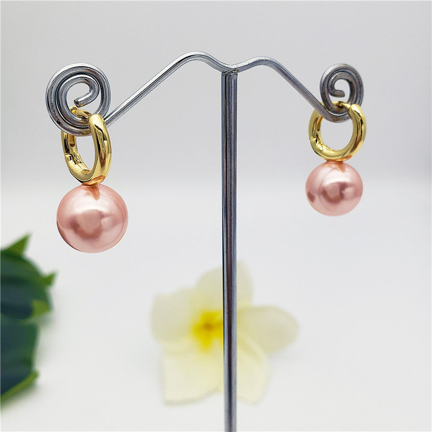 Pearl Hoop Circle Earrings In Different Colors