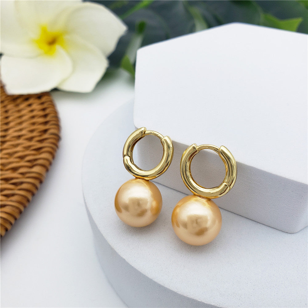 Pearl Hoop Circle Earrings In Different Colors